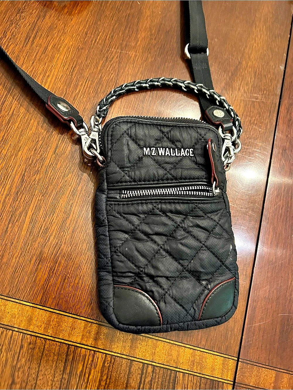 MZ Wallace Quilted Phone Crossbody Pouch Black